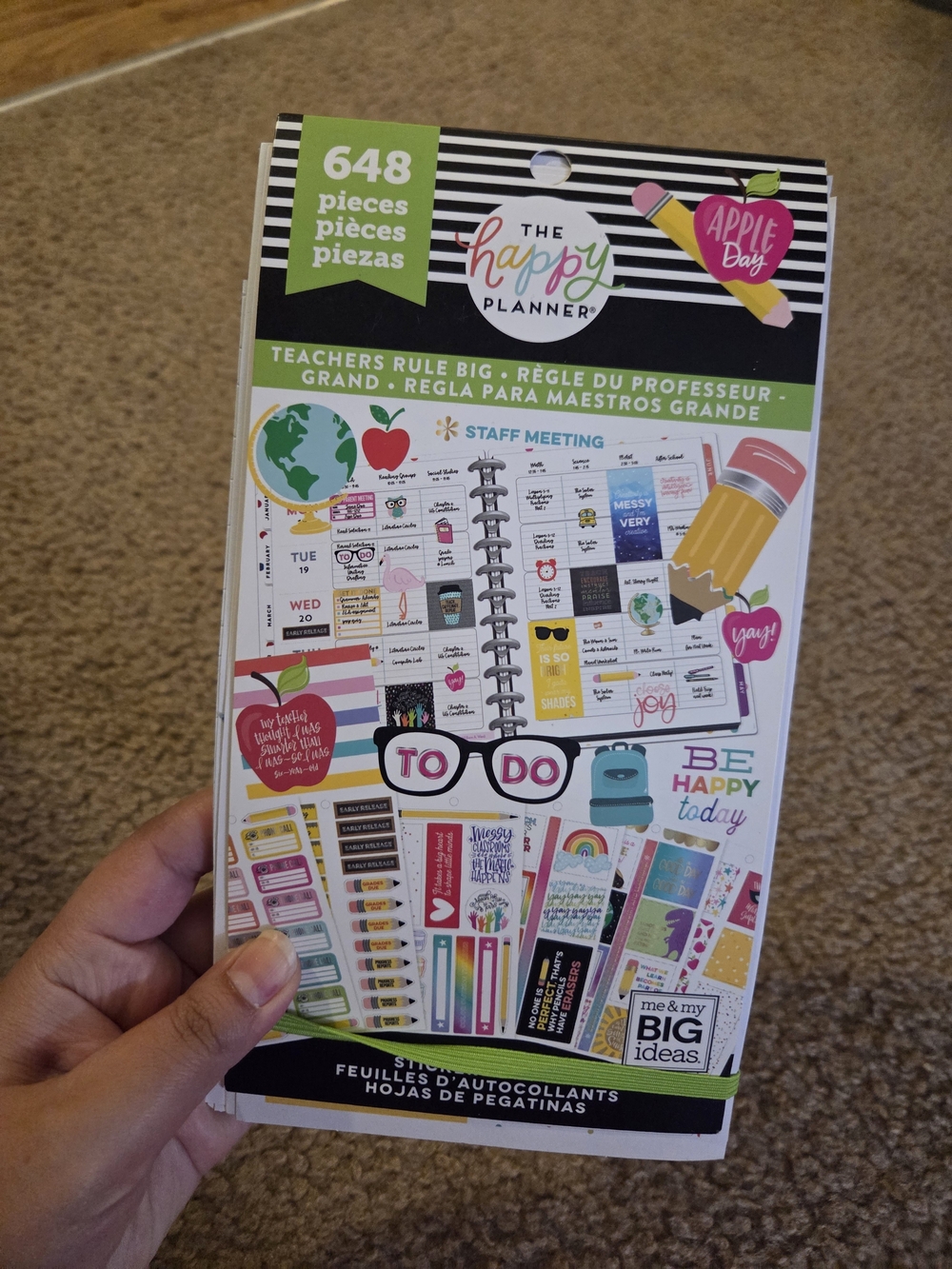 🌼 The Happy Planner Apple Day Sticker Pack — Green, Pink, Yellow  Teachers 🌼